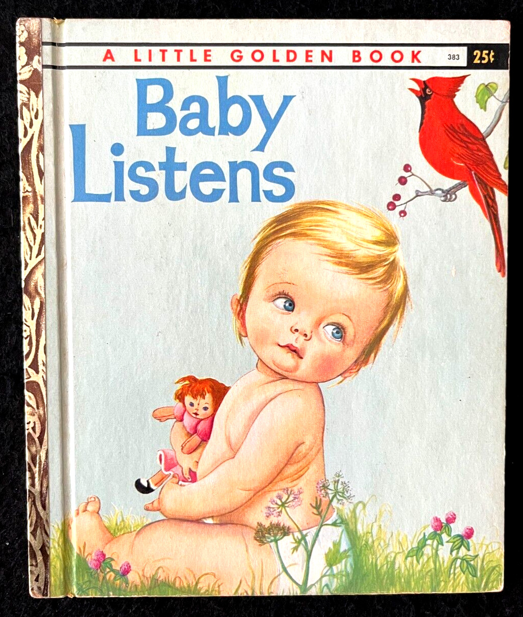 BABY LISTENS ~ vintage 1st „A“ ed. Little Golden Book #383 ~ Eloise Wilkin, EXC