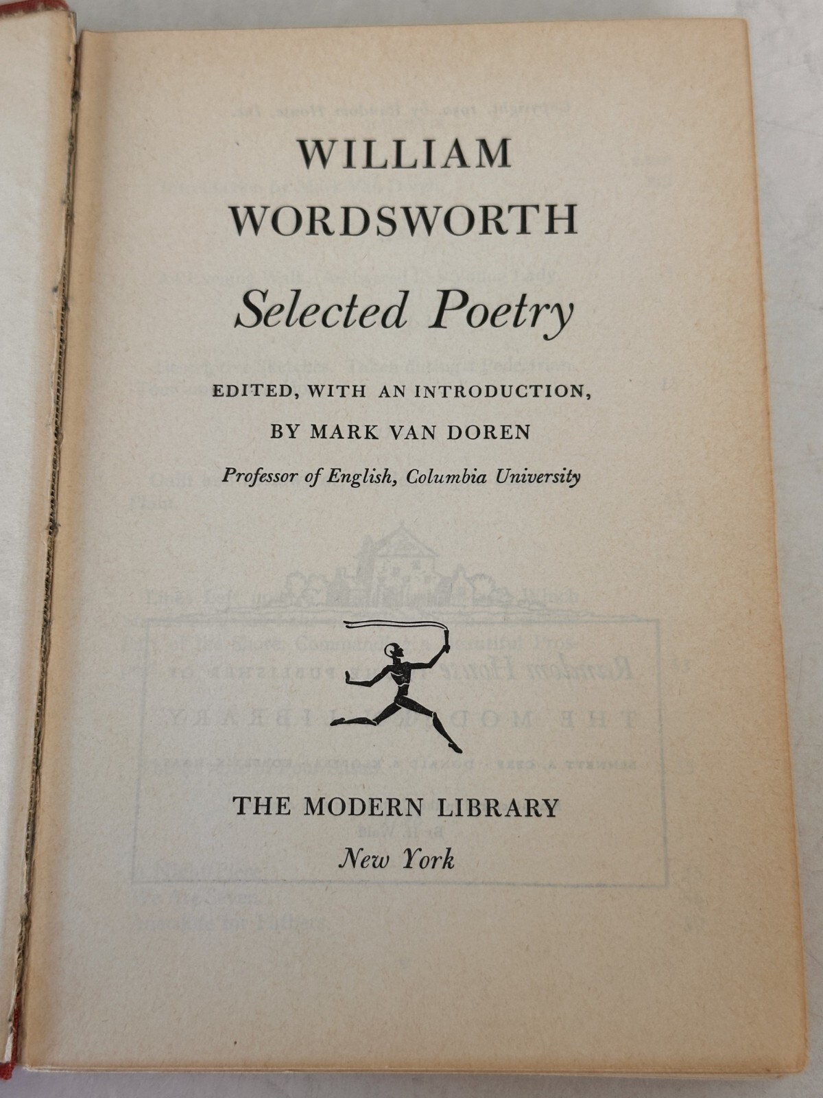 William Wordsworth: Selected Poetry By Mark Van Doren 1950