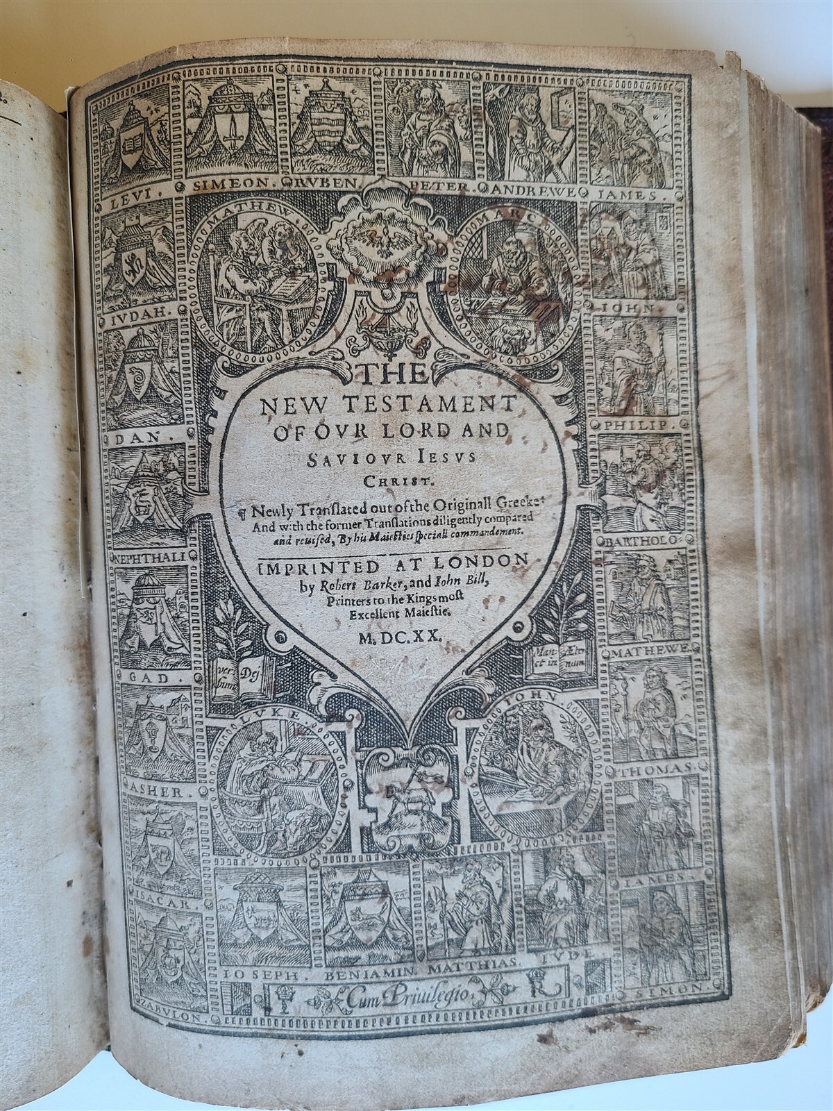 1619 – 1620 BIBLE in ENGLISH by Robert Barker & John Bill antique ILLUSTRATED