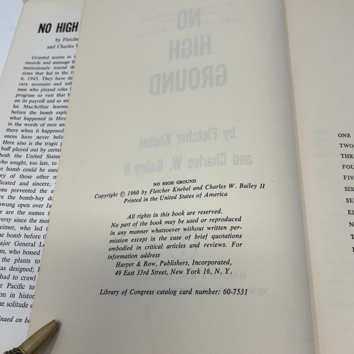 NO HIGH GROUND by Fletcher Knebel, Charles W. Bailey II HC First Edition Very G