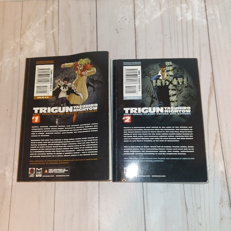 Trigun Deep Space Planet Future Gun Action Vol 1 & 2 Yasuhiro Nightow 1st Ed