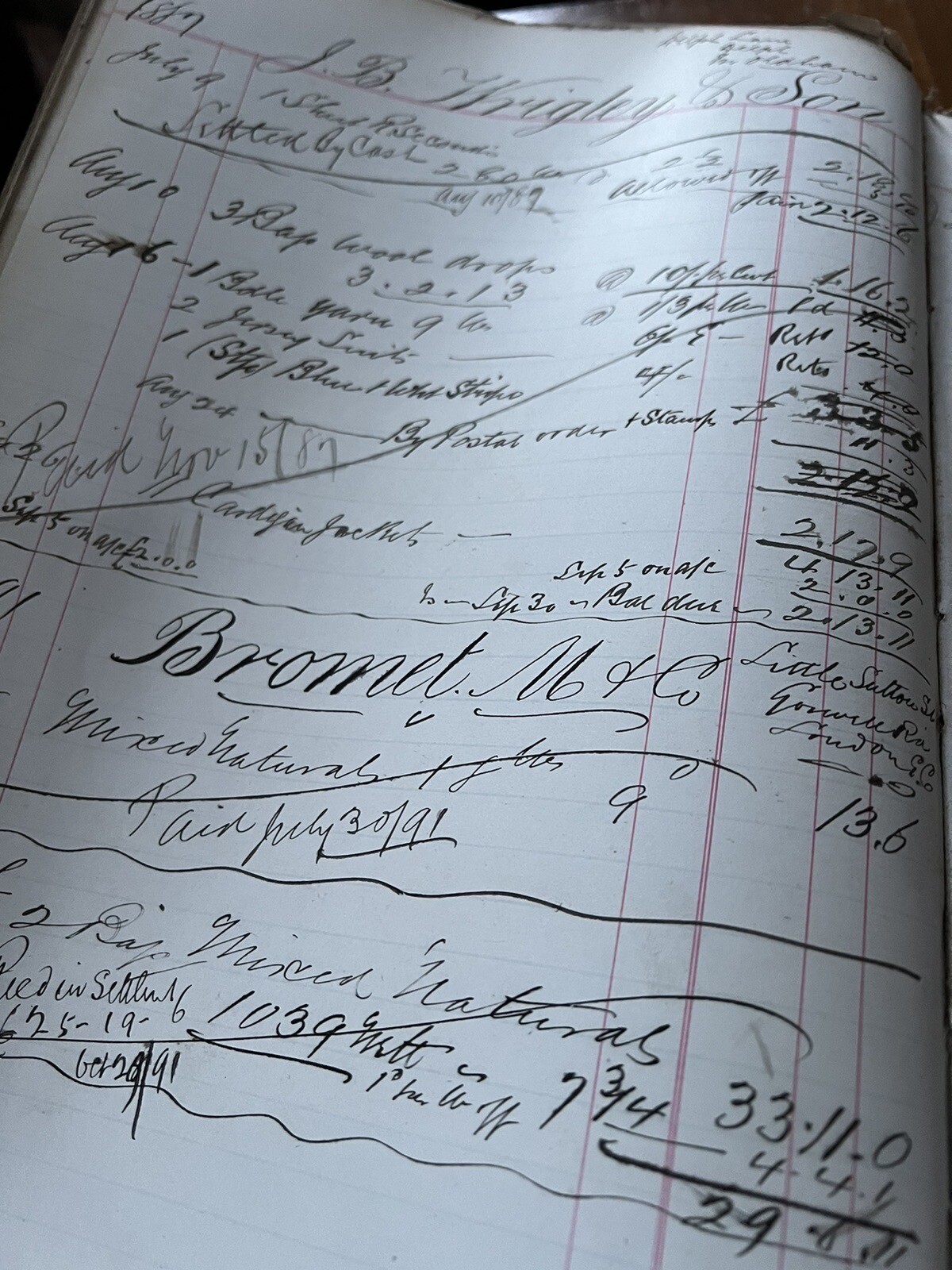 Vintage Ledger Business Book Nottingham Clothing Waste 1884 Hand Written Old