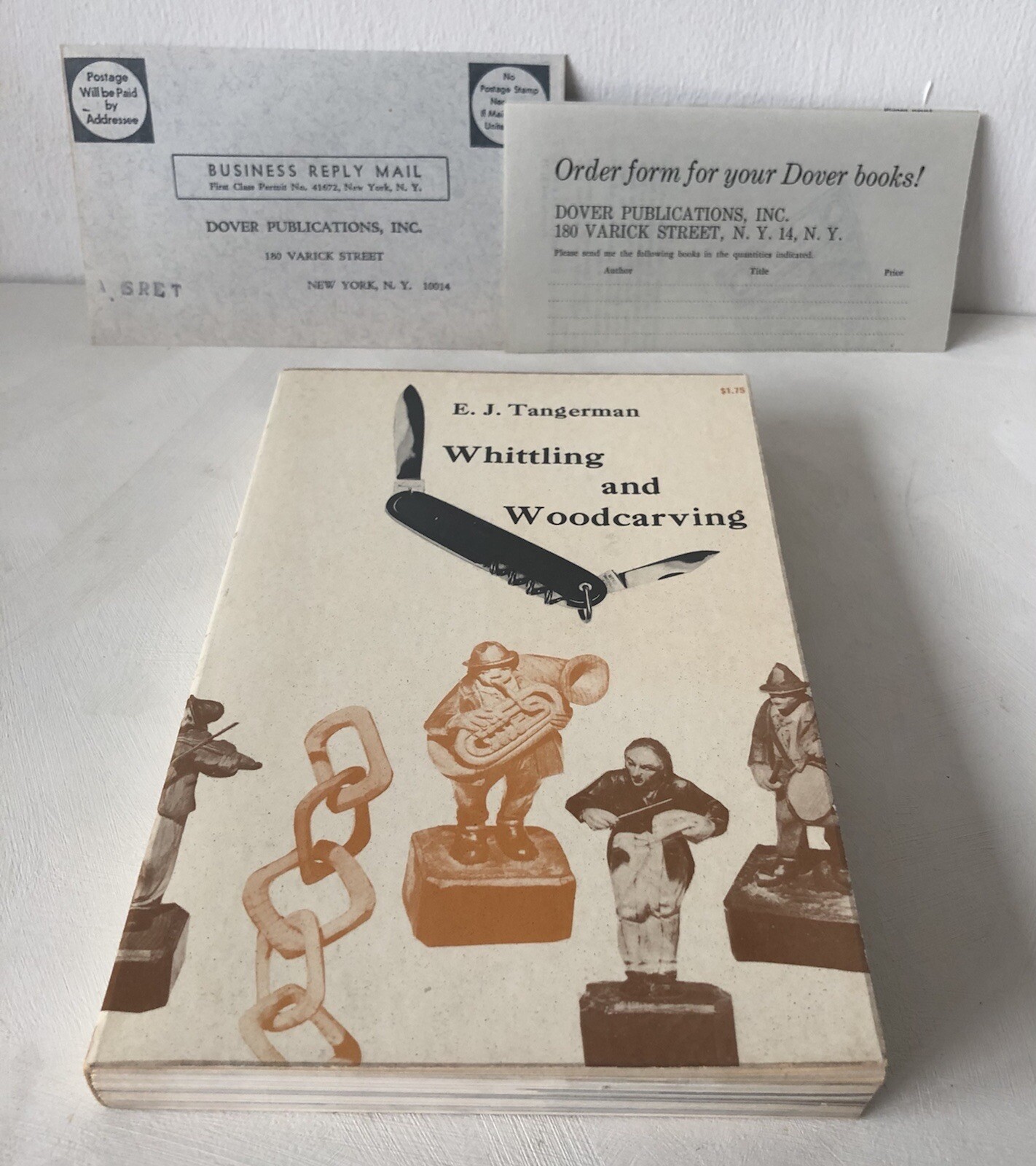 Vintage 1962 Dover Art Whittling & Wood Carving Illustrated Book Marquetry Craft