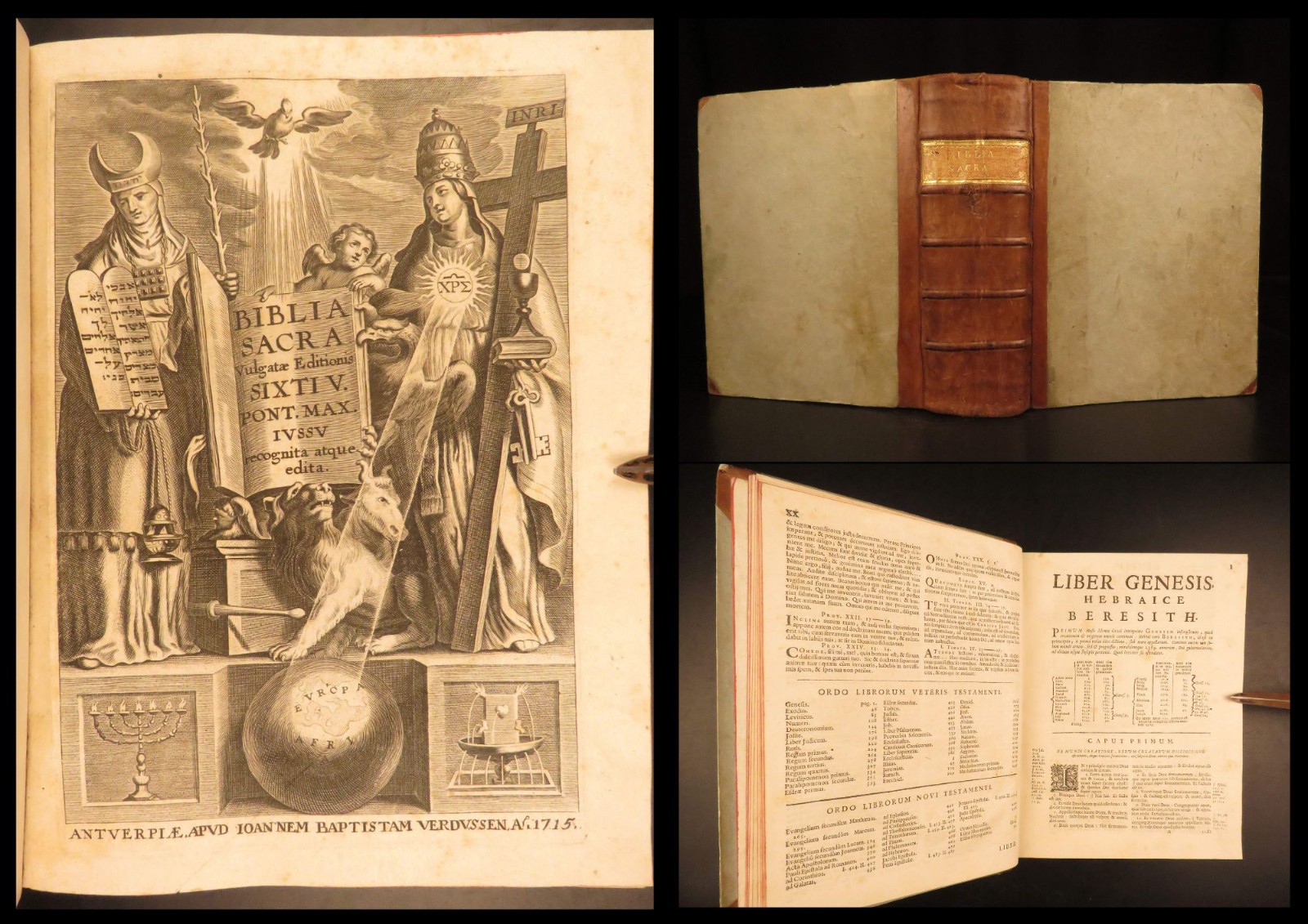 1715 – Vulgate Holy Bible | Biblia Sacra – Clement VIII, Sixtus V – Antwerp