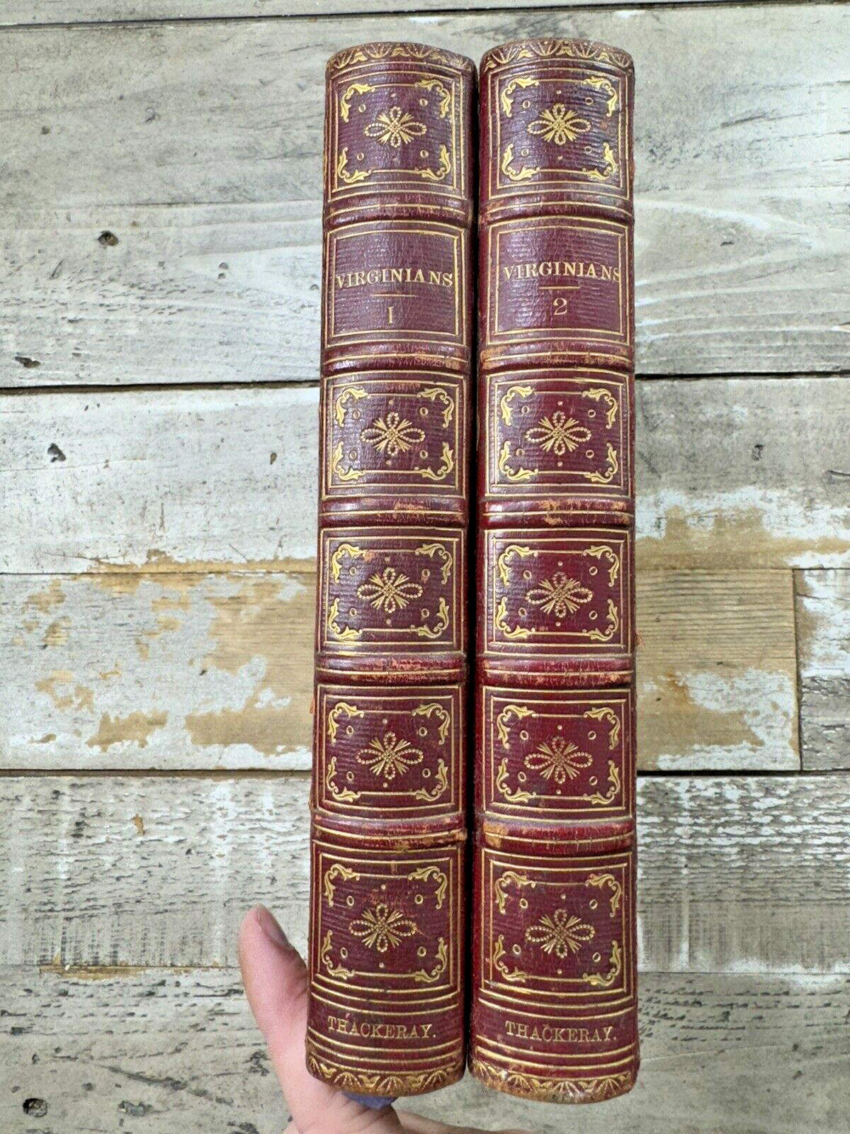 1858 Antique Historical Novel „The Virginians: 2 Volumes“ Fine Binding, 1st ed.