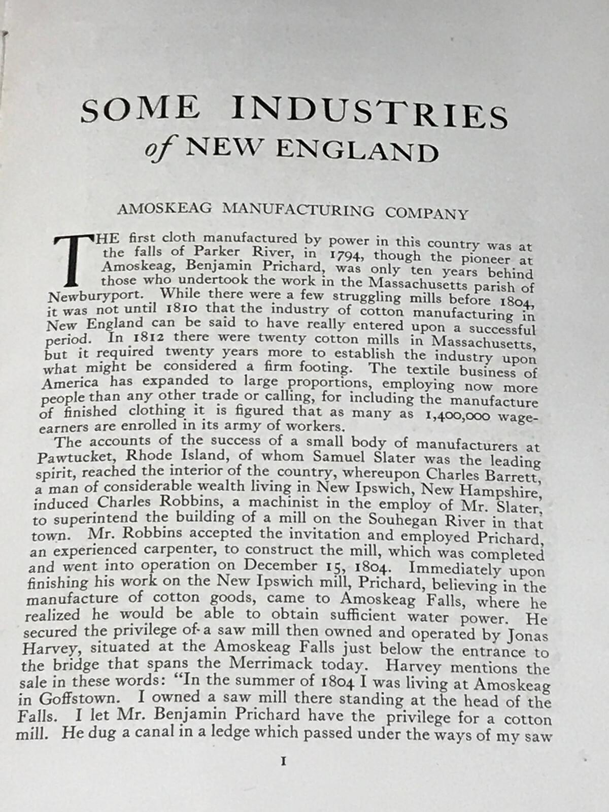 1923 Some Industries of New England Origin & Development, Amoskeag, Pepperell