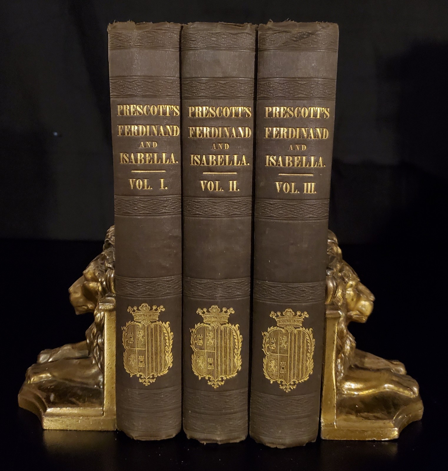 History of the Reign of Ferdinand & Isabella by William H. Prescott 1854 3 V Set