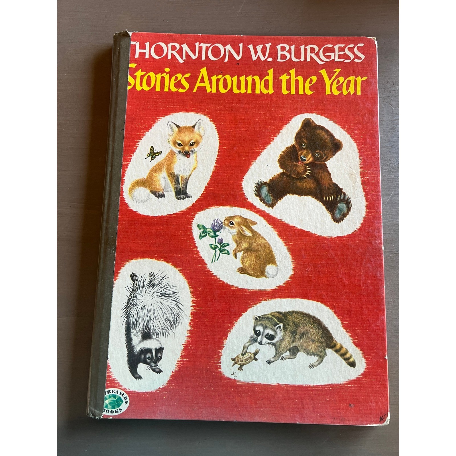 Thornton W Burgess Stories Around the Year 1955 Red HC Erickson Woodland Animals