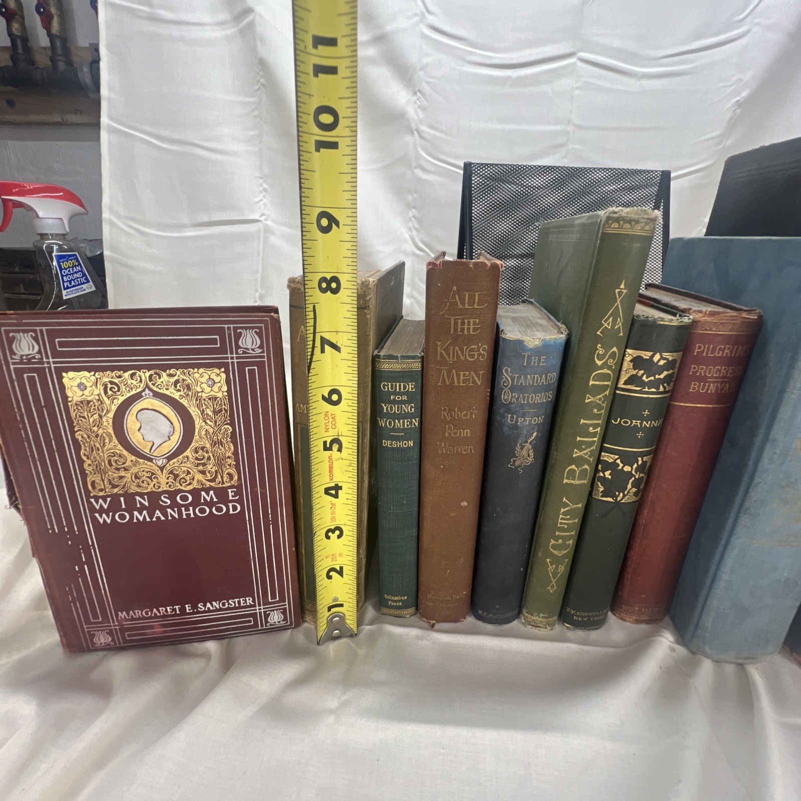 Antique Decor Books Lot Vintage Gilded Spine Stack of 9 + 1 Cottagecore