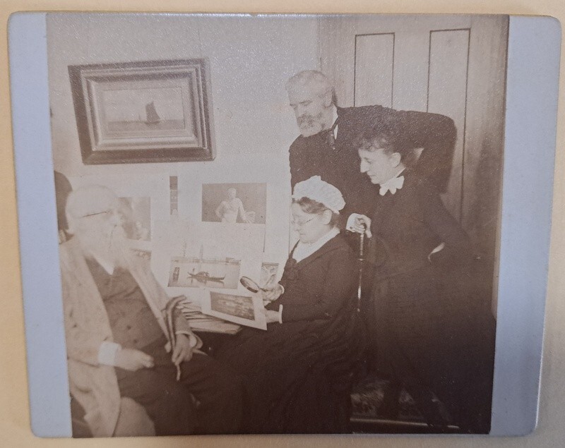 1889 Looking at Photos Thanksgiving Evening Cabinet Photo New London CT