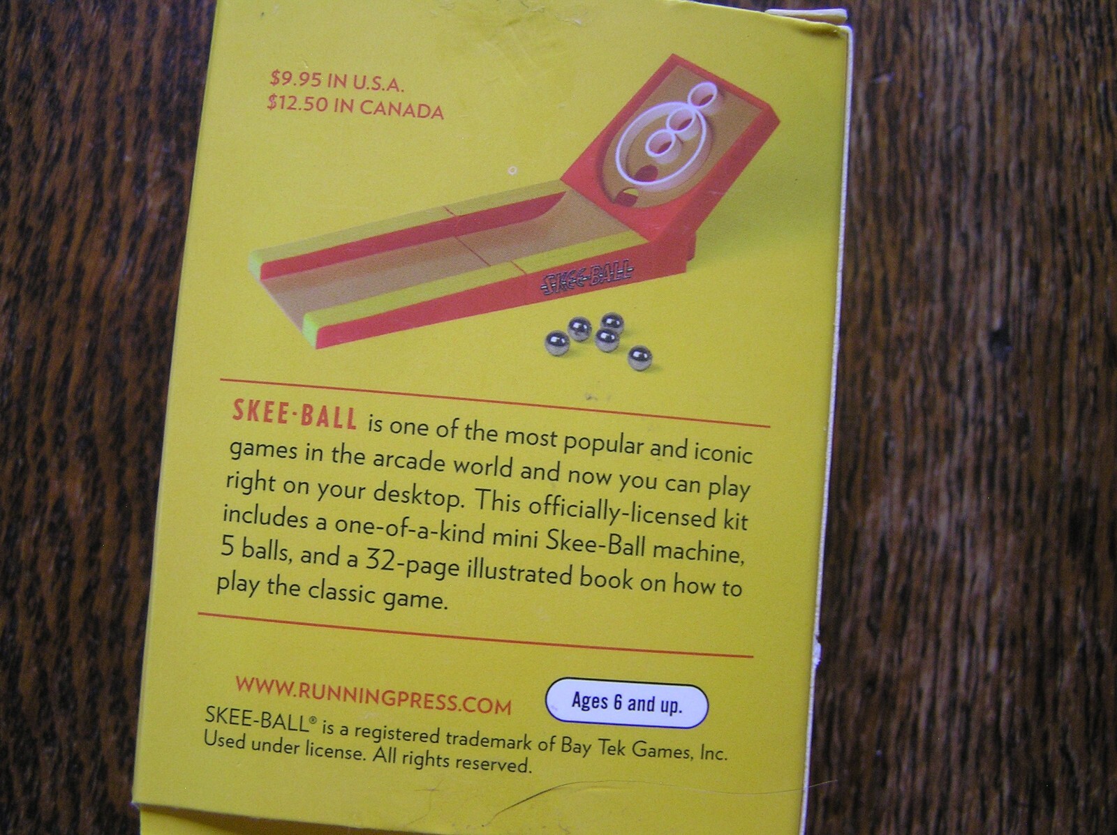 Running Press Desktop SKEE~BALL Mini Arcade Game w/ 5 Balls & 32~Pg Booklet~~NIB