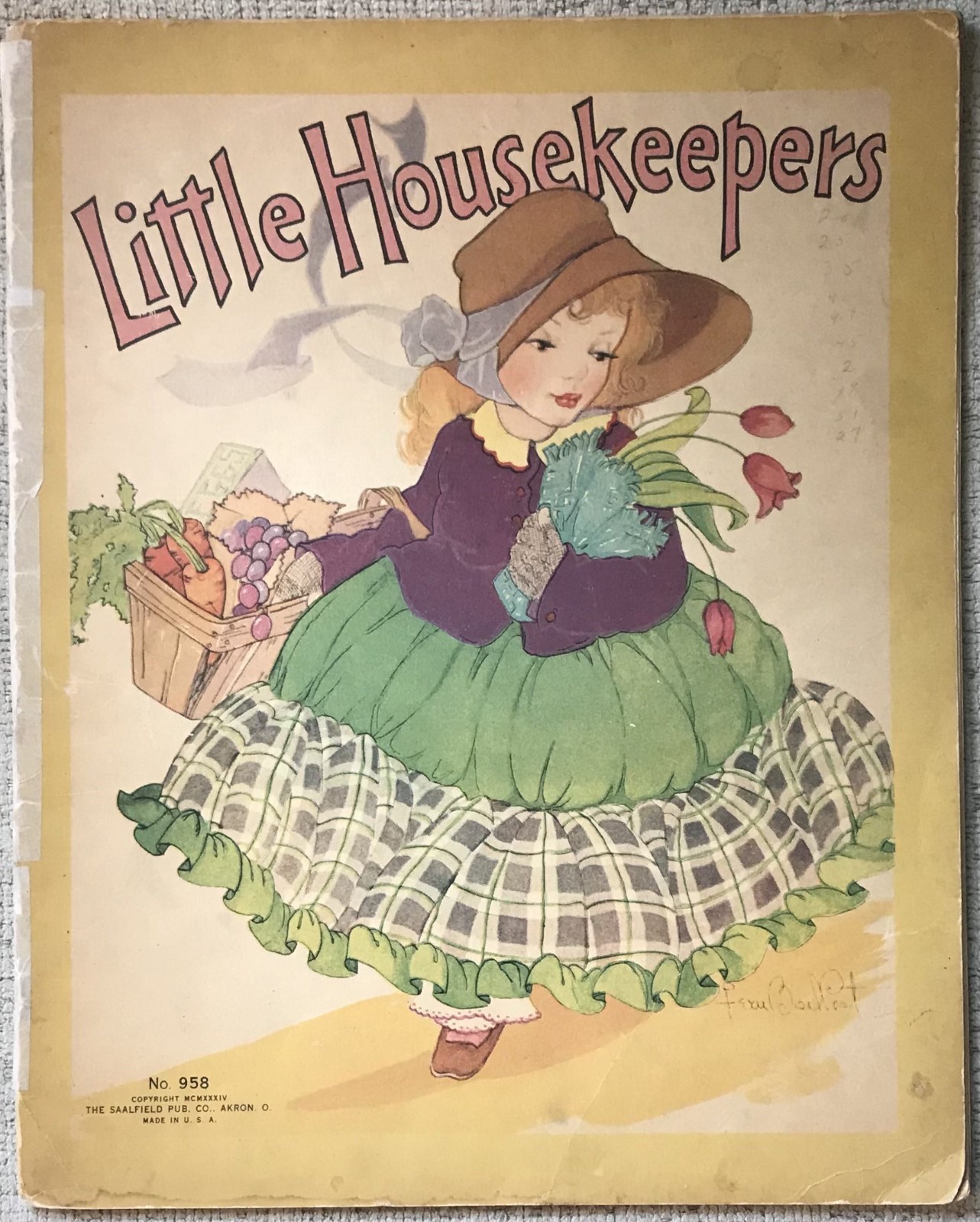 “ LITTLE HOUSEKEEPERS “ 1934 PB VG- 10 COLOR FERN BISEL PEAT ILLUSTRATIONS