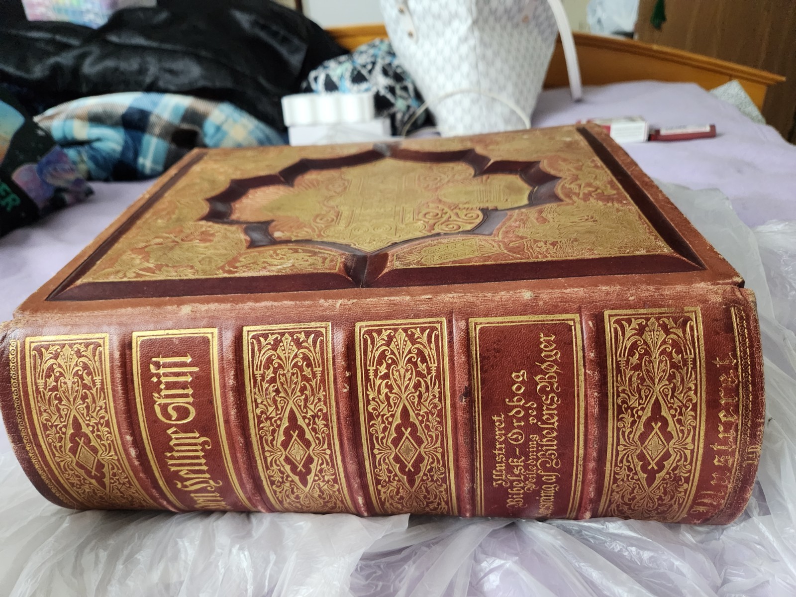 A. J. Holman & Co. 1890 Danish Leather Illustrated Bible Gustave Doré