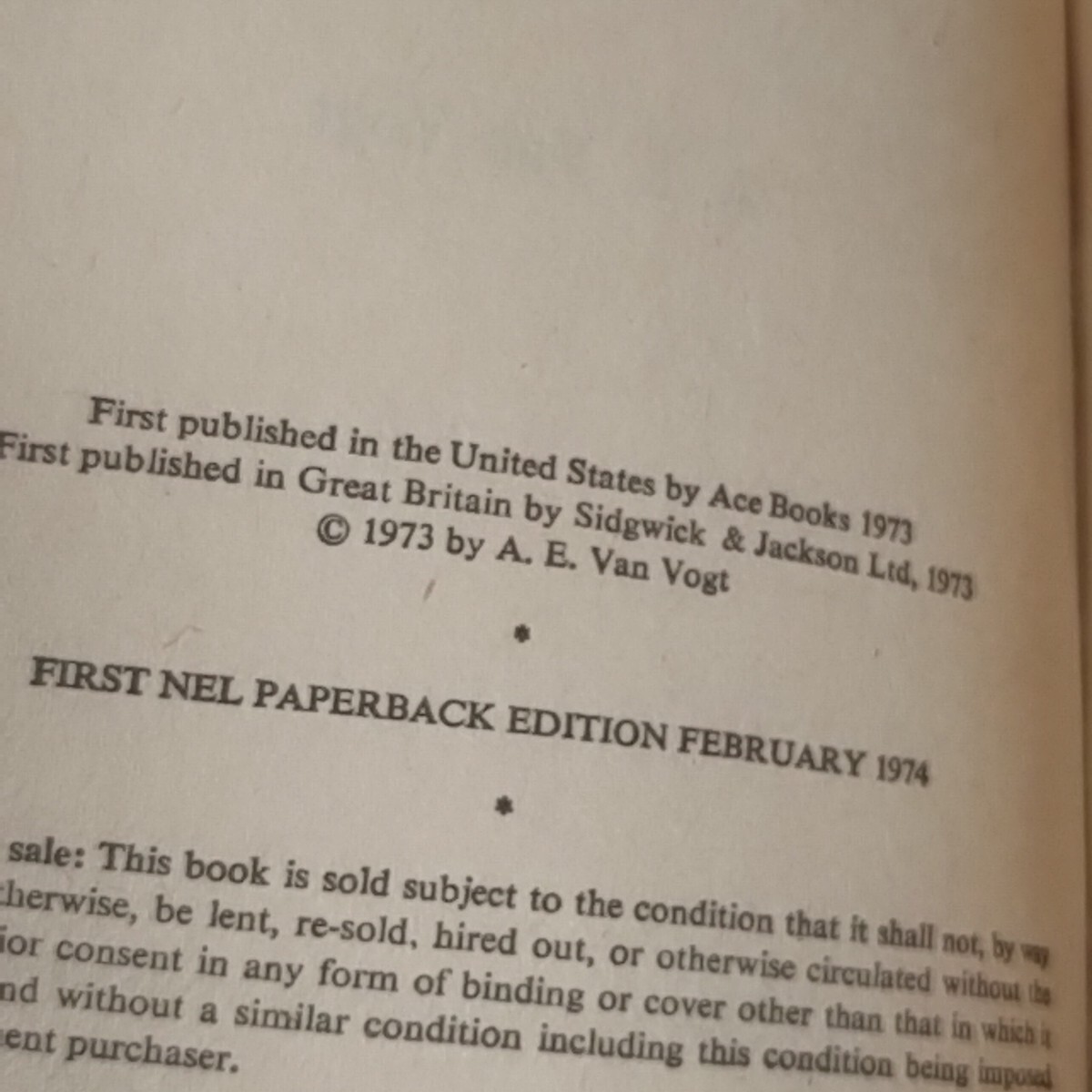 A. E. Van Vogt Book Bundle x 5 Paperbacks – Please See Description for Titles