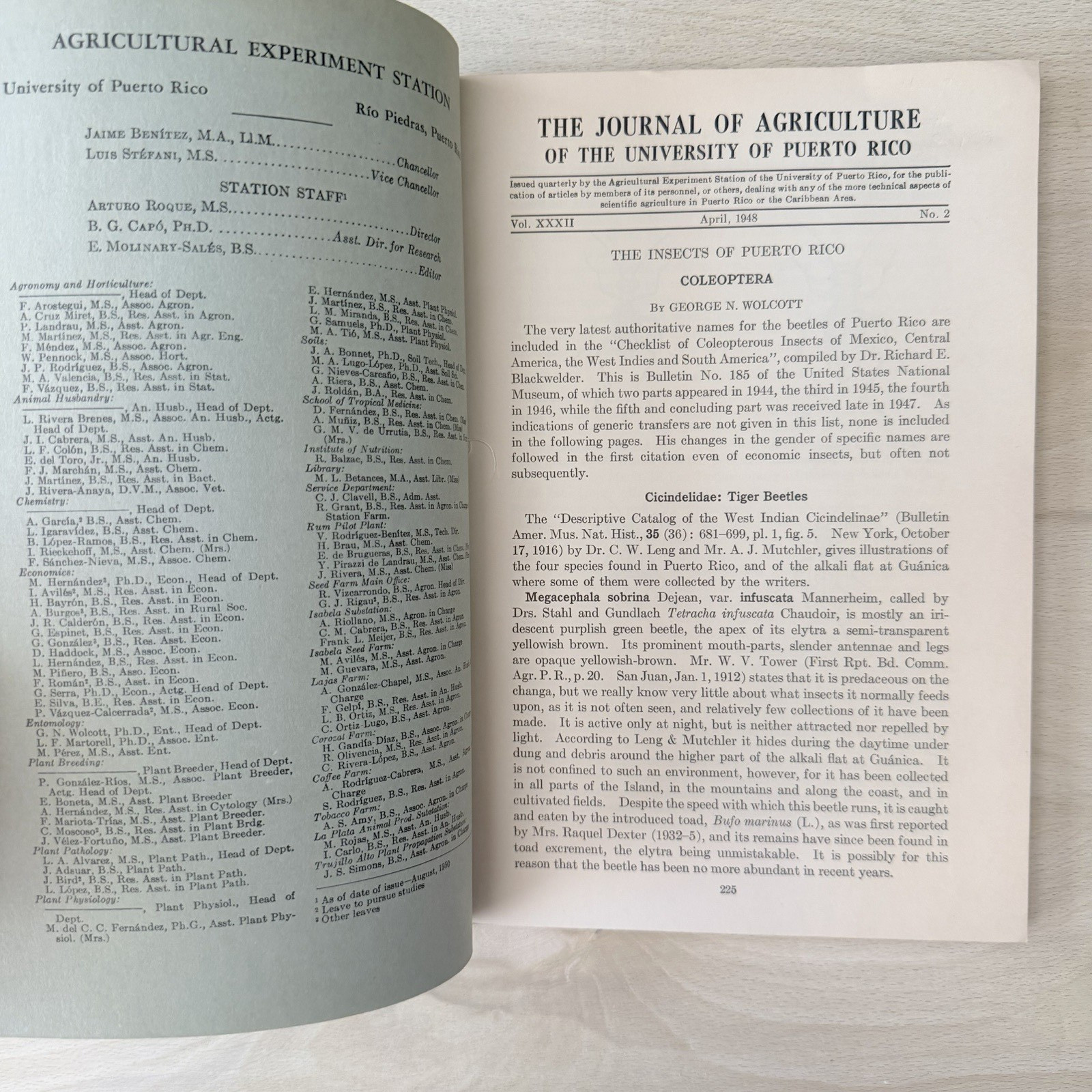 1948 University Puerto Rico Agriculture INSECTS George WOLCOTT Vol 32 No. 2