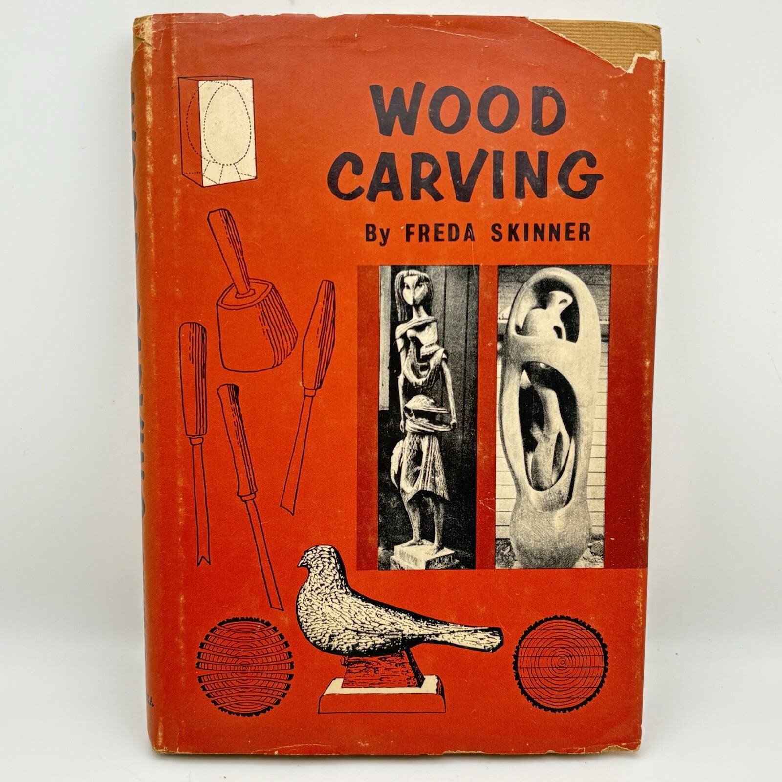 Wood Carving 1941 Freda Skinner Mid Century Modern Bonanza Books HC Dust Jacket
