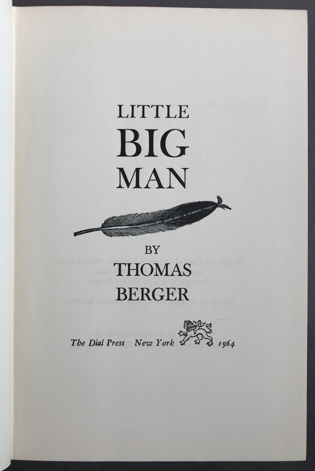 First Edition Thomas Berger Little Big Man The Dial Press 1964