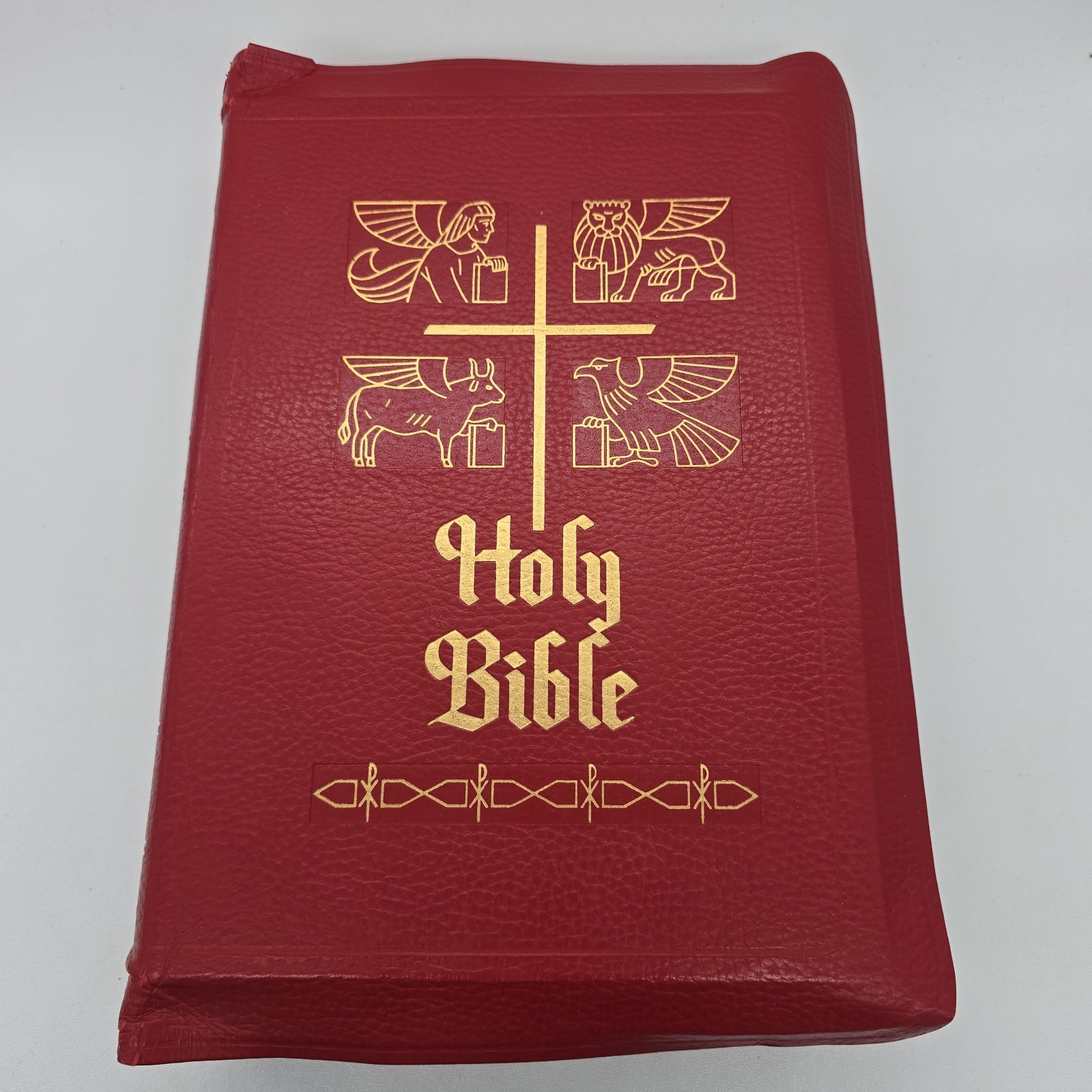 vintage 1951: Catholic Press Holy Bible Papal Edition Red Leather Cover SEE PICS