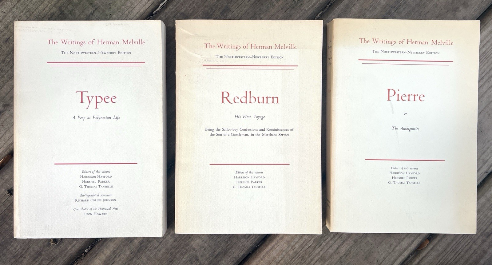 Herman Melville Writings PIERRE | REDBURN | TYPEE 3 Vols. Northwestern-Newberry