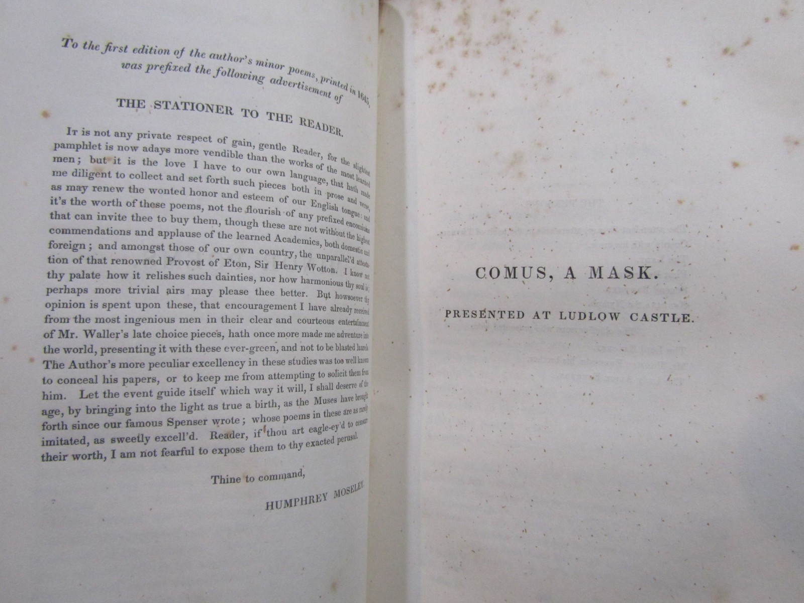 1838 POETICAL WORKS OF JOHN MILTON VOL II ONLY Greensborough Bookplate