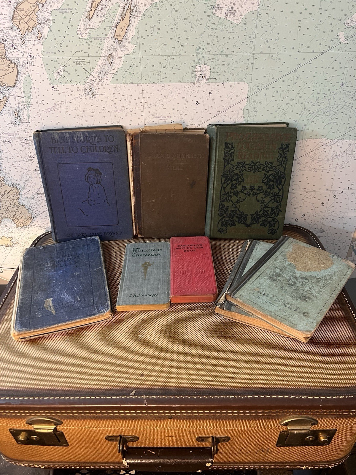 Lot of 8 Antique Children’s School Books 1800s+ Arithmetic, Grammar, Spelling