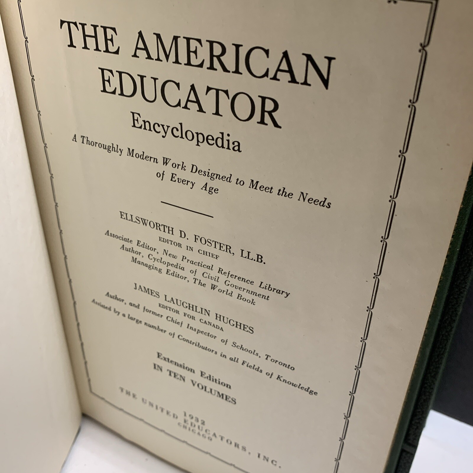 The American Educator Encyclopedia Books 4, 5 And 10 Embossed Dark Green 1932