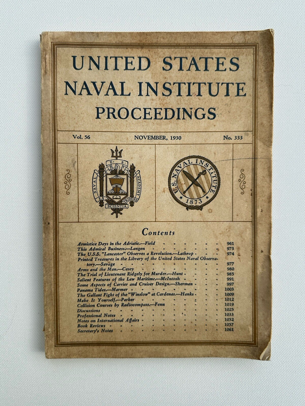 1930 United States Naval Institute Proceedings No. 333 USN US Navy Naval History