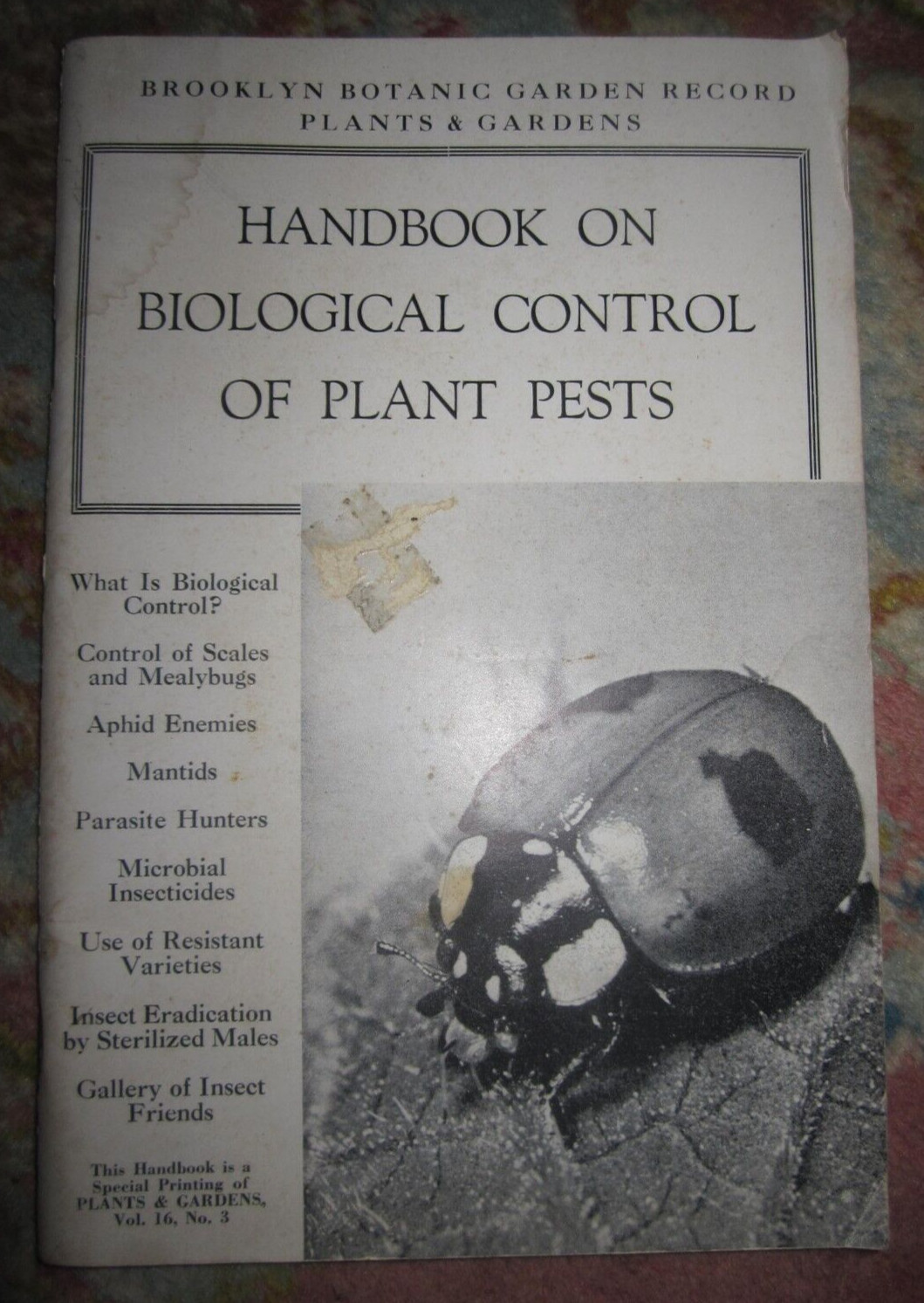 Vtg PB, Handbook on Biological Control of Plant Pests, Brooklyn Botanic Garden