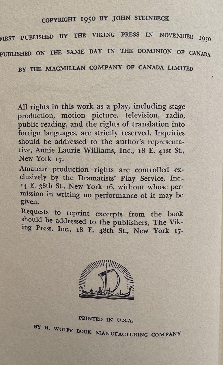 John Steinbeck – BURNING BRIGHT – 1st Edition/1st Printing – 1950 *NEAR MINT*