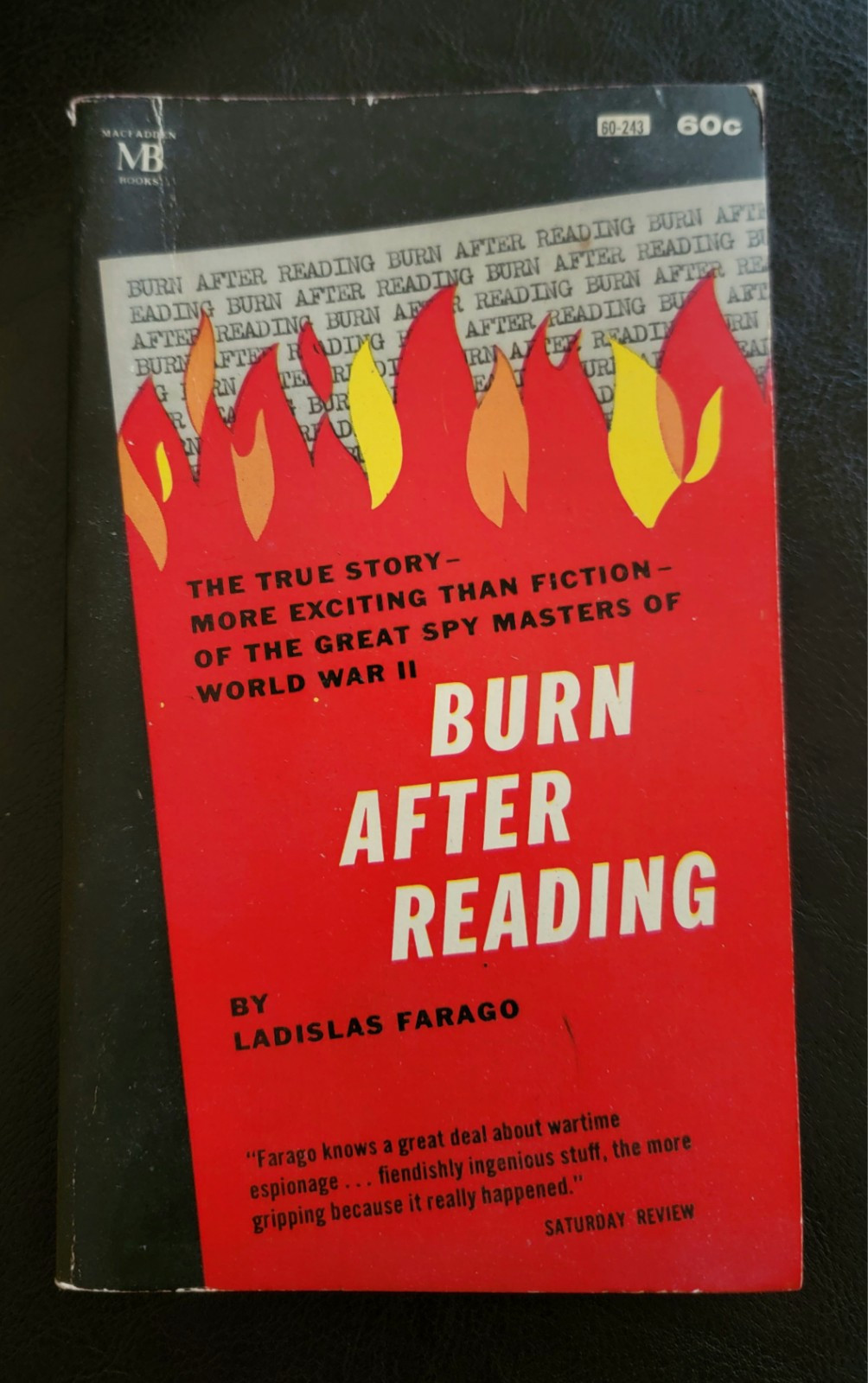 Burn After Reading Ladislas Farago MacFadden Books 60-243 Espionage in WWII