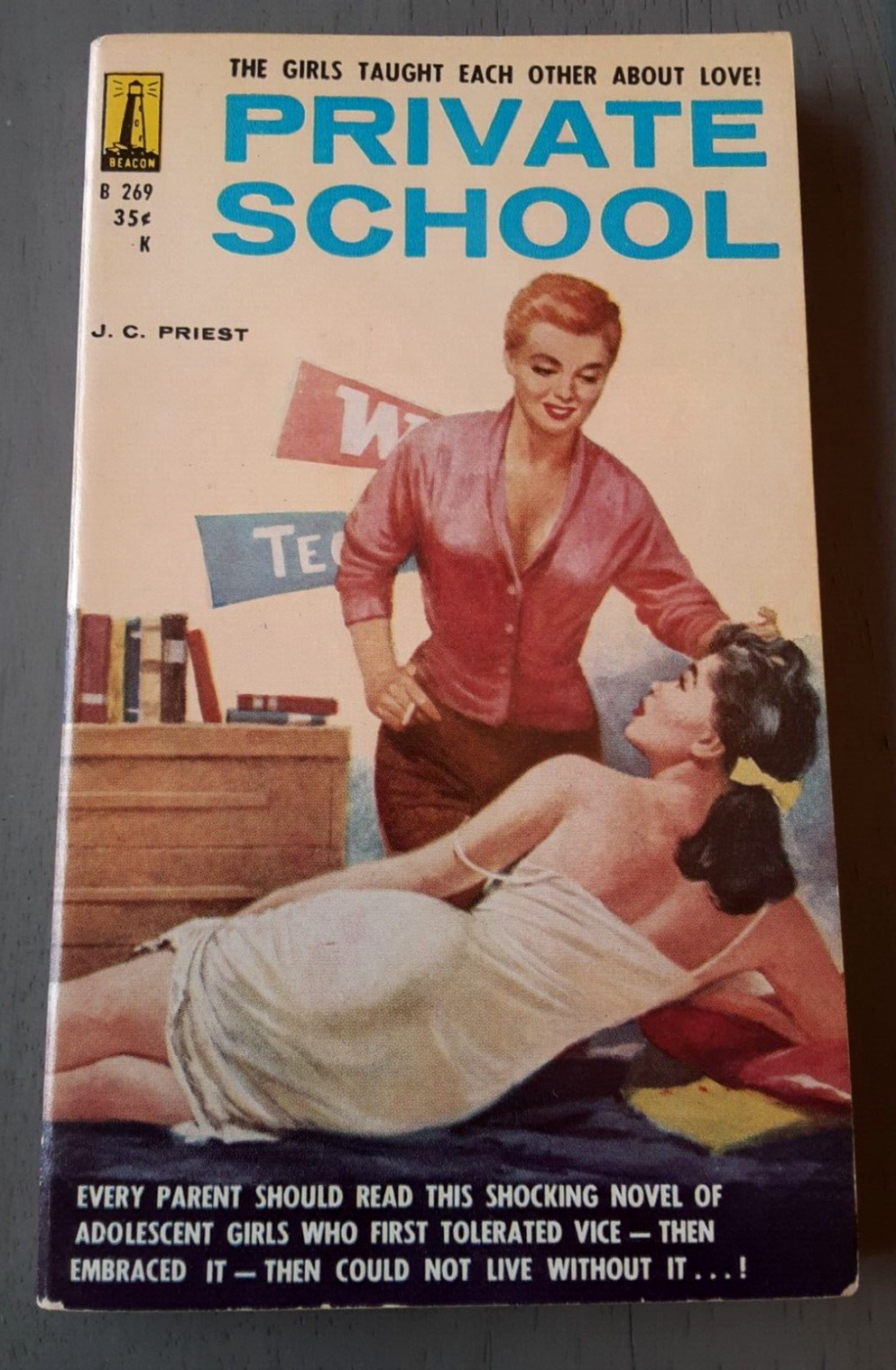 Sleaze gga Vintage Pb, „Private School“, J.C. Priest, Lesbian Book B269, 1959