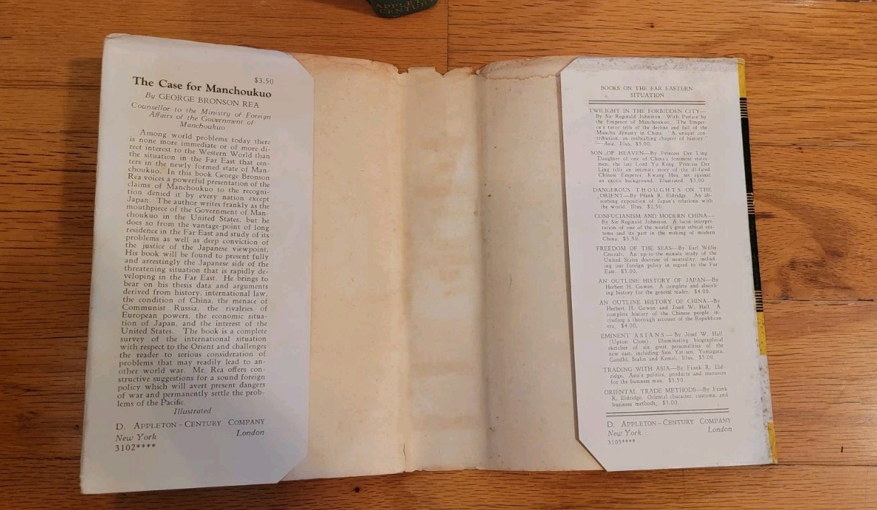 The Case for Manchoukuo by George Bronson Rea – 1935 Hardcover with Dust Jacket