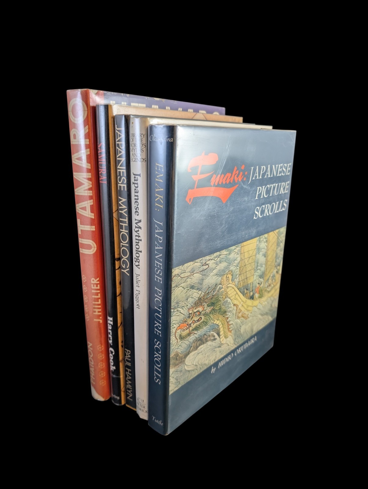 x5 Japanese Art Book Collection Mythology Samurai Scrolls Utamaro etc LS