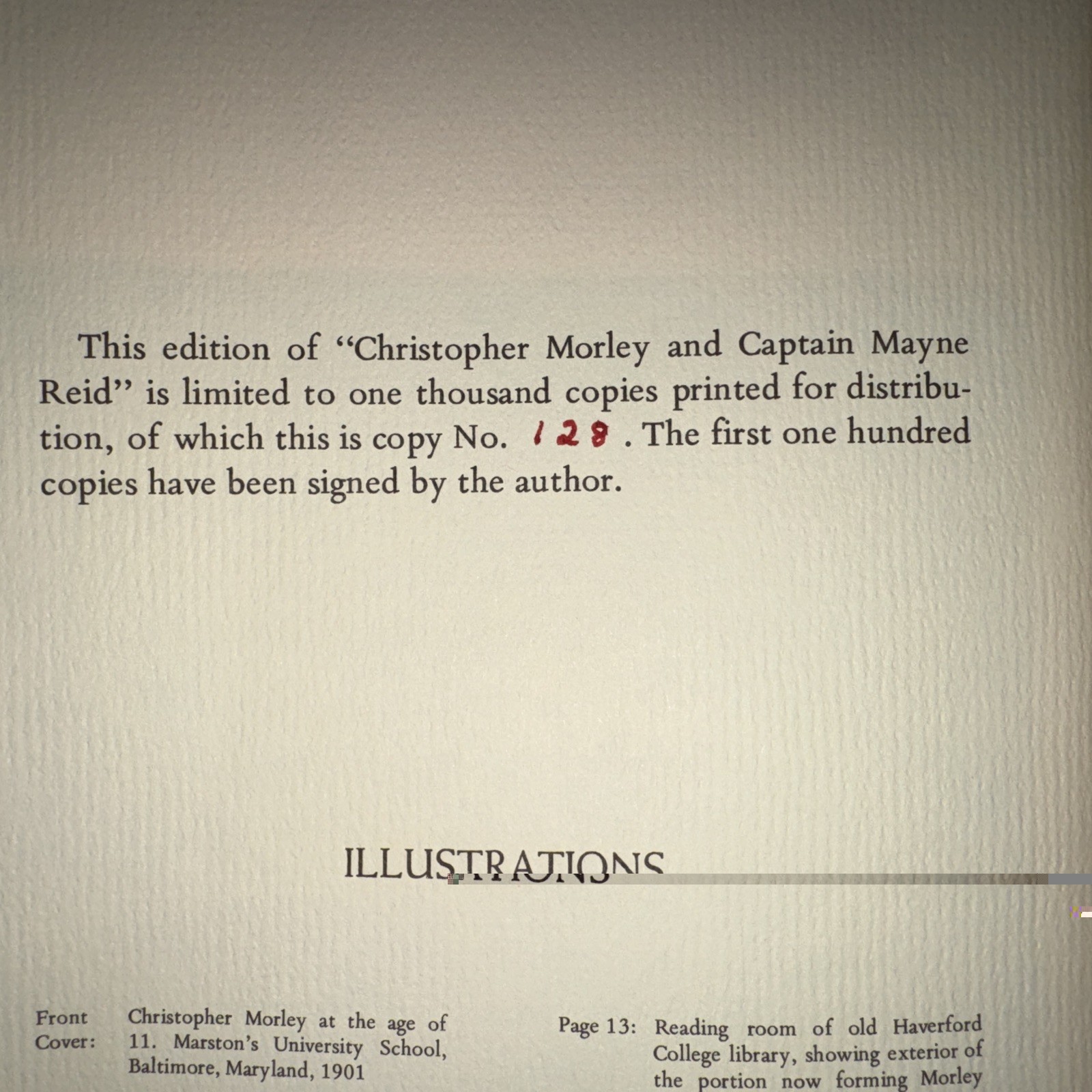 Frank MORLEY / Christopher Morley & Captain Mayne Reid 1st Edition 1972 128/1000