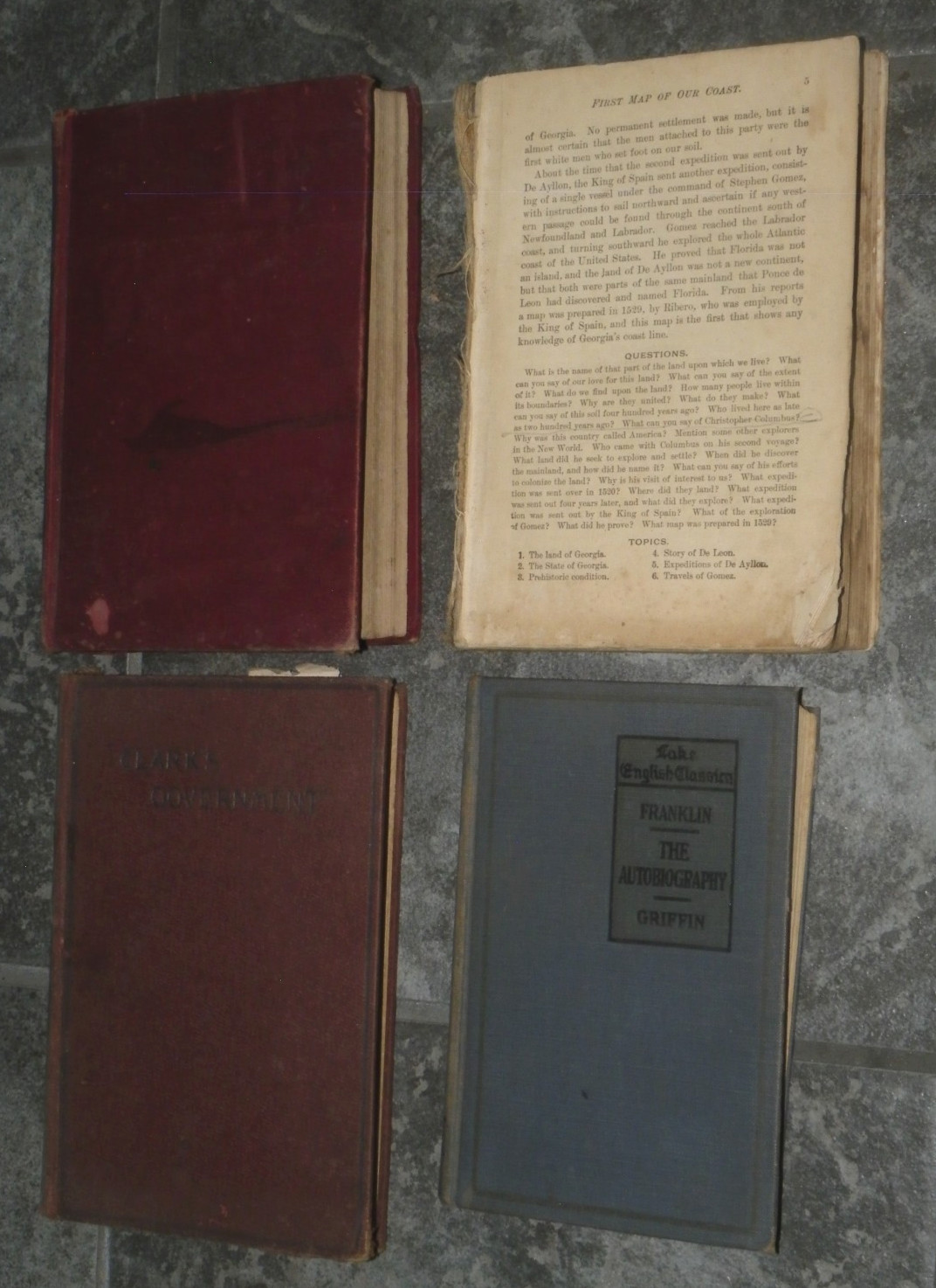 4 Vtg 1910s-30s History Civics School Books-GA History-Franklin-Govt-UK History