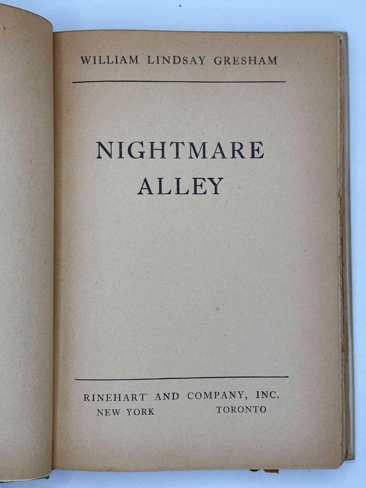 William Lindsay Gresham / NIGHTMARE ALLEY 1st Edition 1946