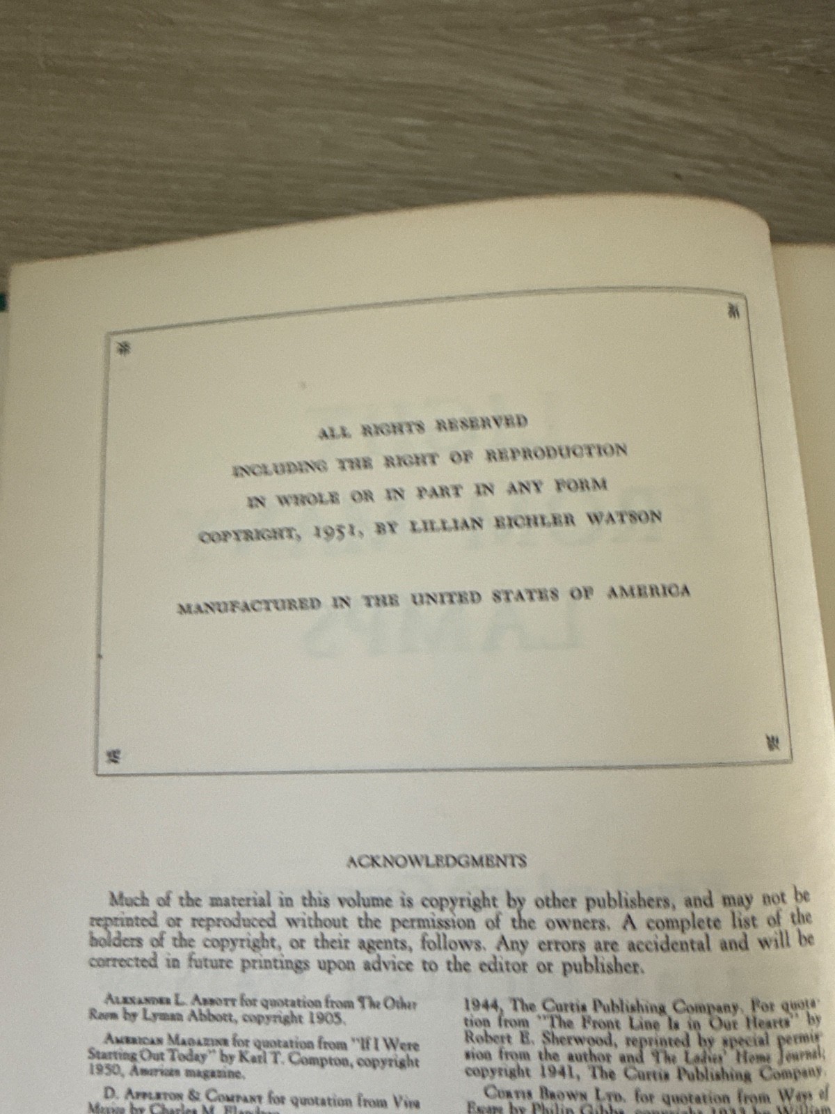 Light From Many Lamps Edited by Lillian Eichler Watson~ Vintage 1951 HC