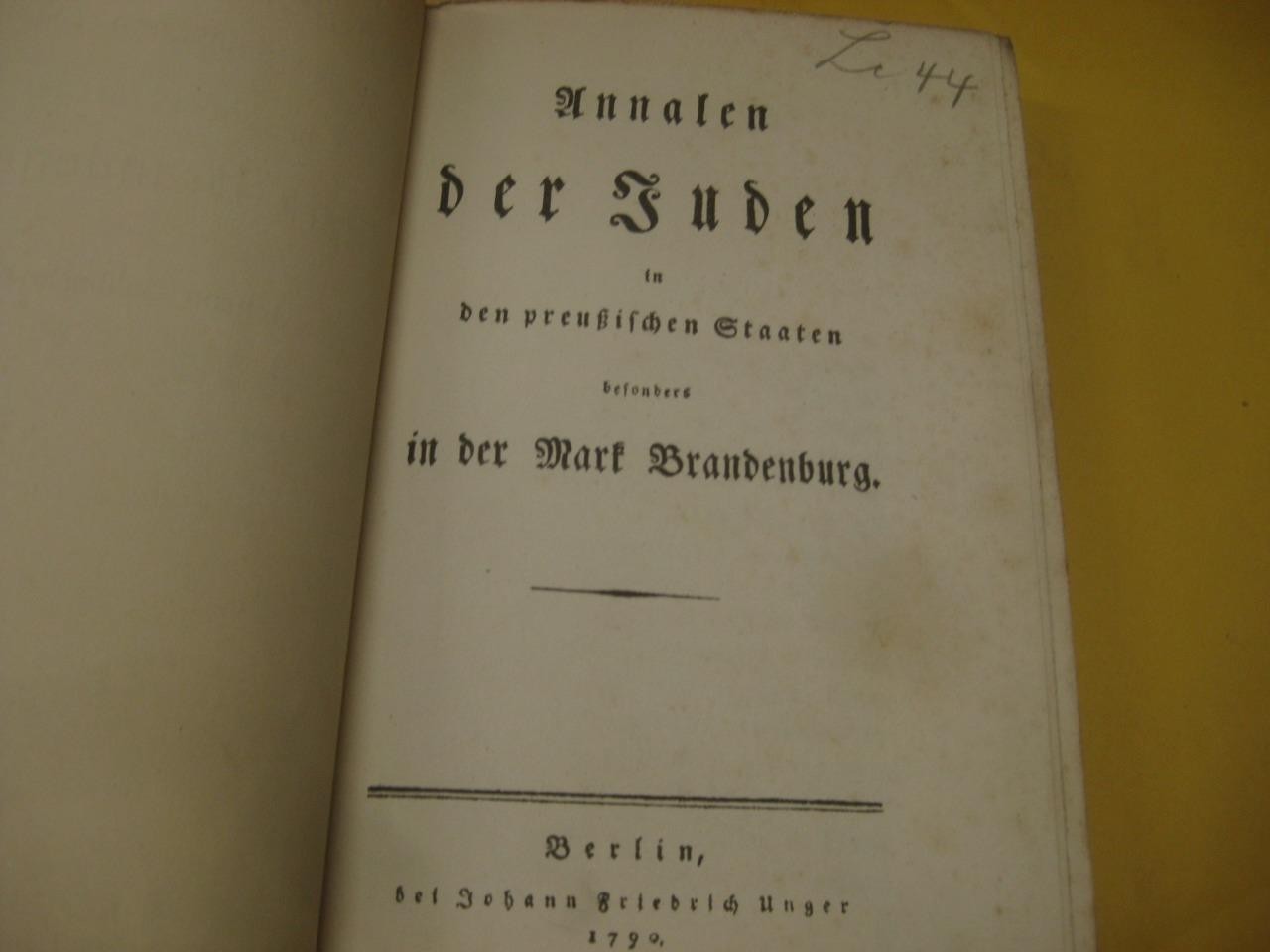 1790 Berlin EXTREMELY RARE – IMPORTANT on GERMANY JEWRY Annalen der Juden