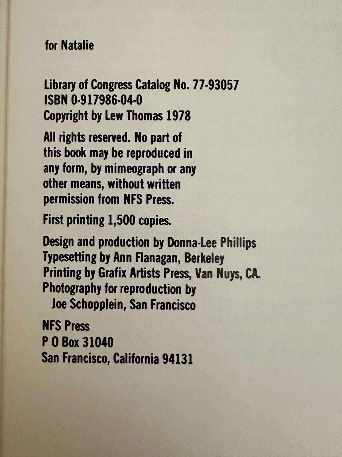 SIGNED 1st Structural(ism) and Photography Lew Thomas 1978 VG 1 of 1500 Ltd