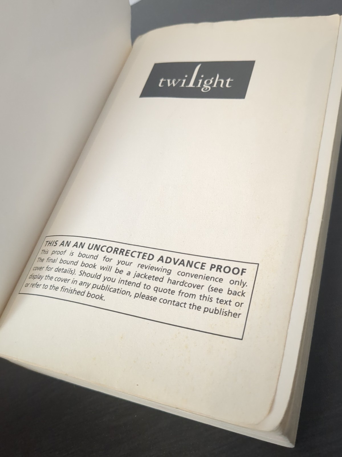 Twilight by Stephenie Meyer – Rare ARC Uncorrected Proof First Edition