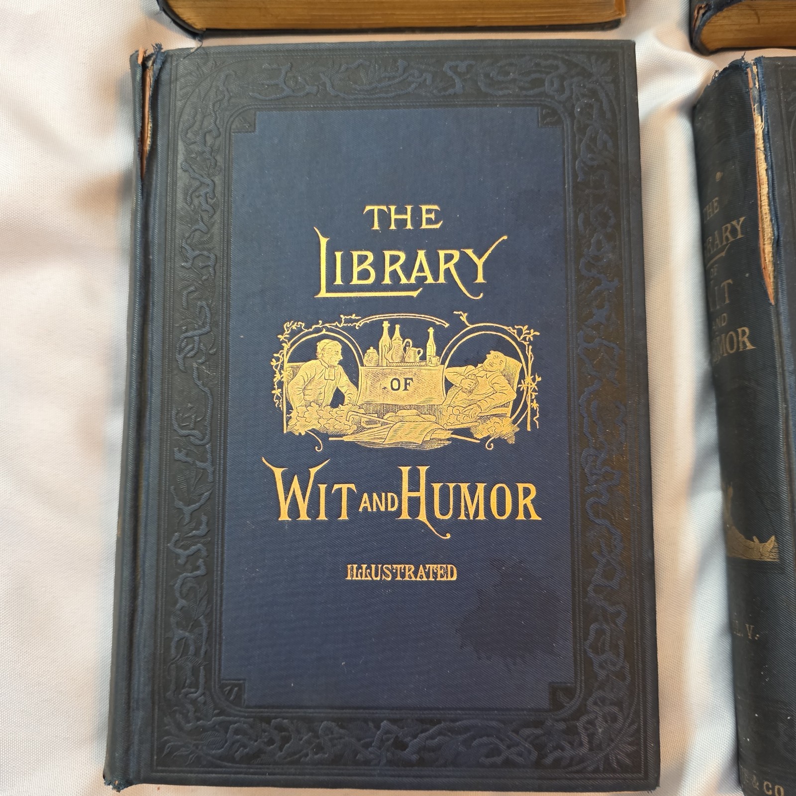 Vintage 1894 THE LIBRARY OF WIT AND HUMOR Lot 4 Volumes 1, 2, 4, 5 Antique Gilt