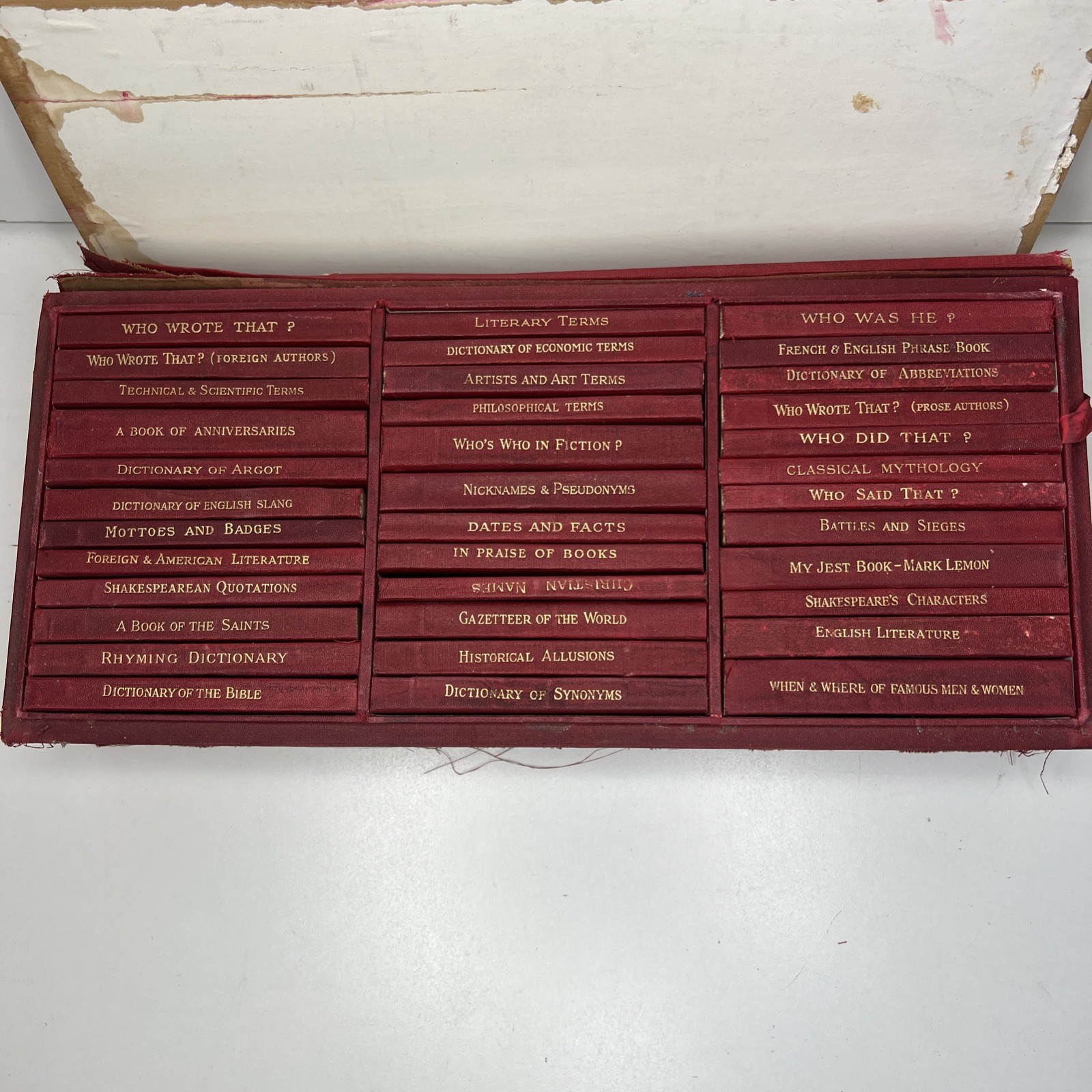 Antique Routledge’s Miniature Reference Library Complete Red Book Set Boxed 36