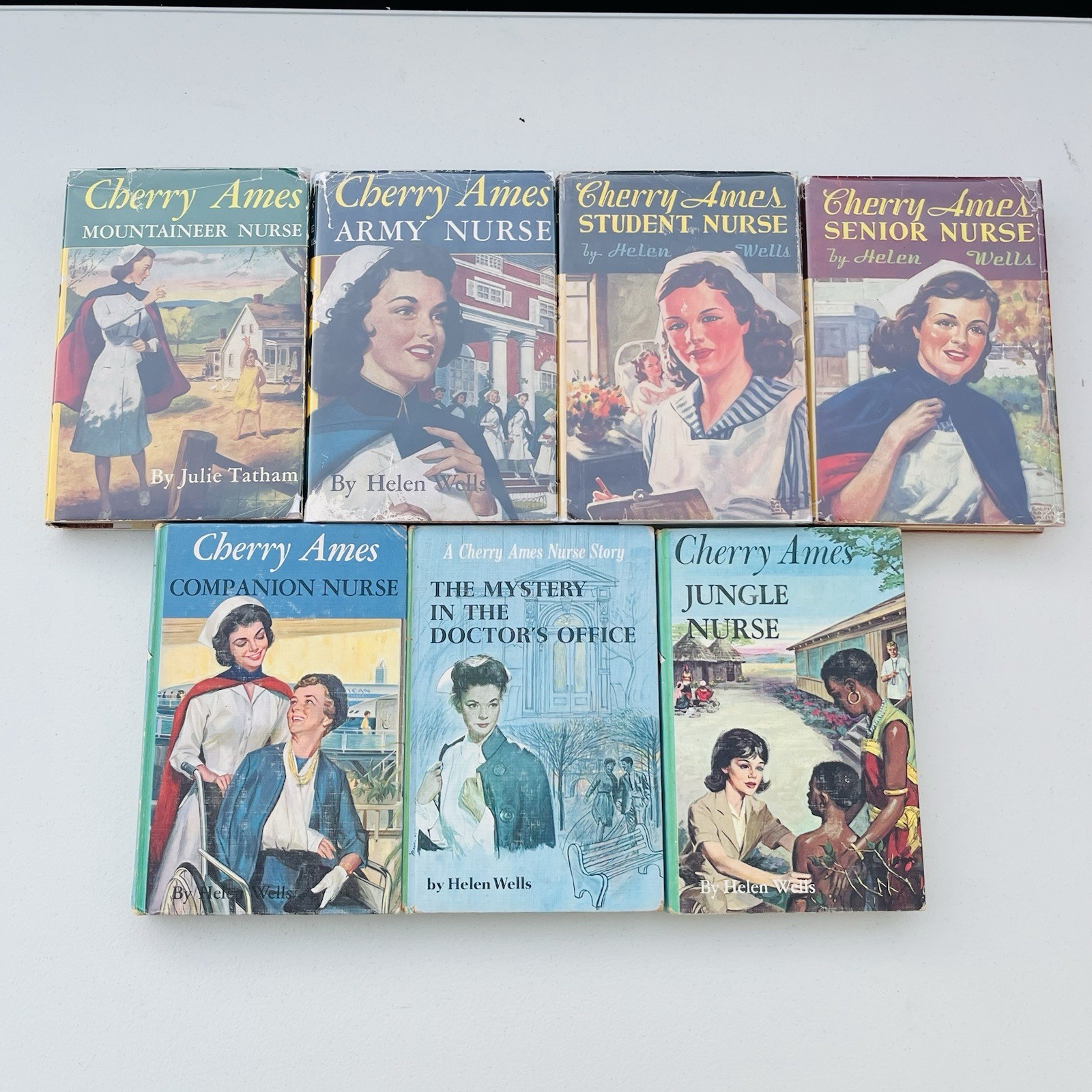 Vintage Lot of 7 CHERRY AMES Nurse Books HC Helen Wells 1940s 1950s