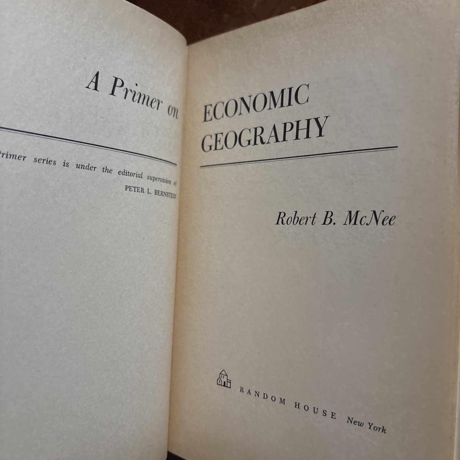 A Primer on Economic Geography – Robert B McNee 1971 1st Edition Random House