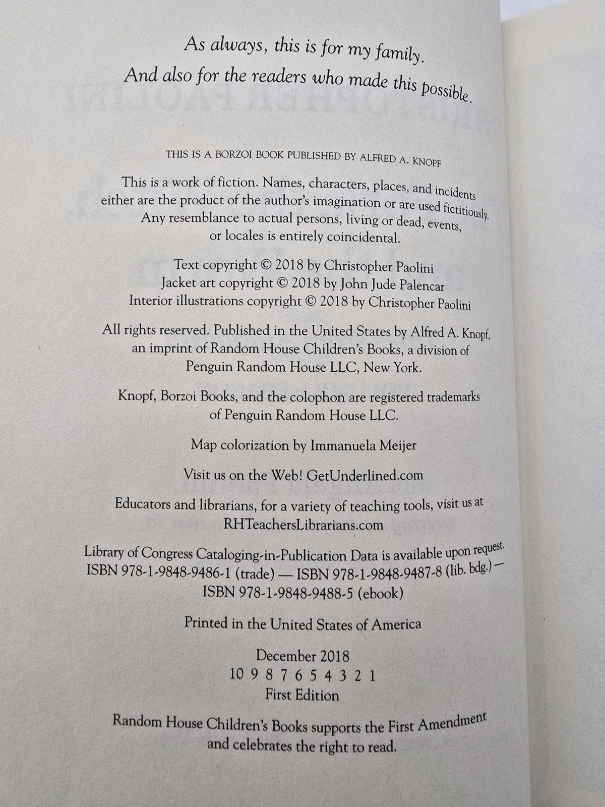 The Fork, the Witch, and the Worm~Christopher Paolini, 1st Ed, 1st Print, HC DJ