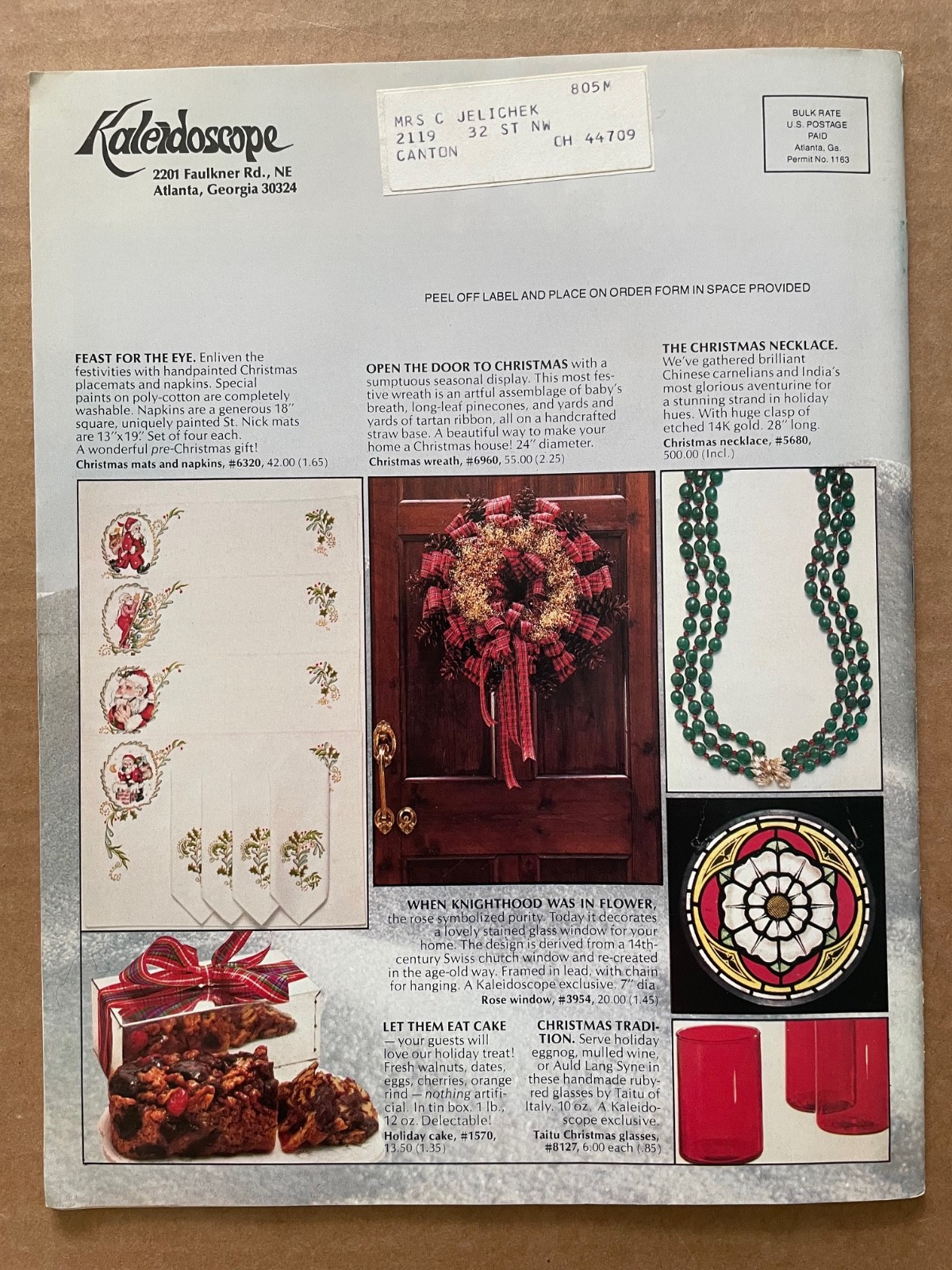 Vintage KALEIDOSCOPE Christmas Collection Catalog Atlanta Georgia