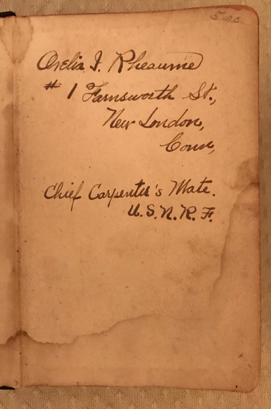 WWI WW1 Naval Constructor George Simpson USNRF Carpenter’s Mate New London CT