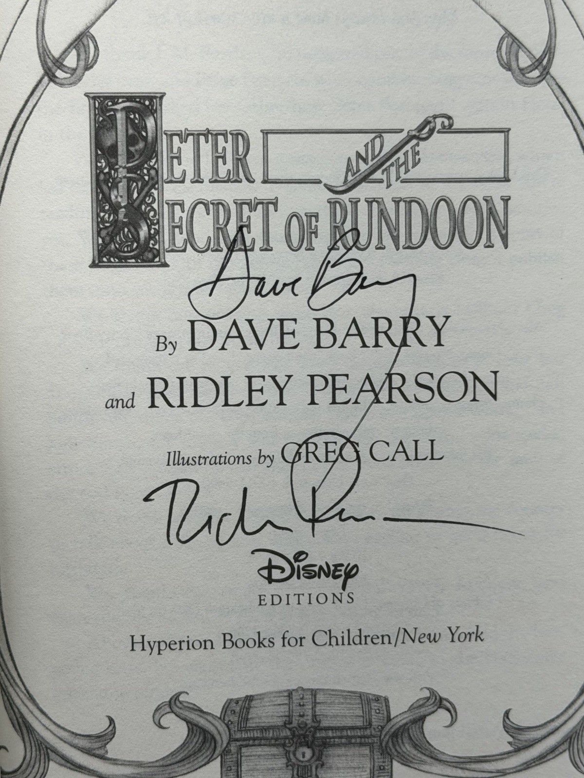 Dave Barry & Ridley Pearson, Peter and the Secret of Rundoon SIGNED 2X, 1st Ed.