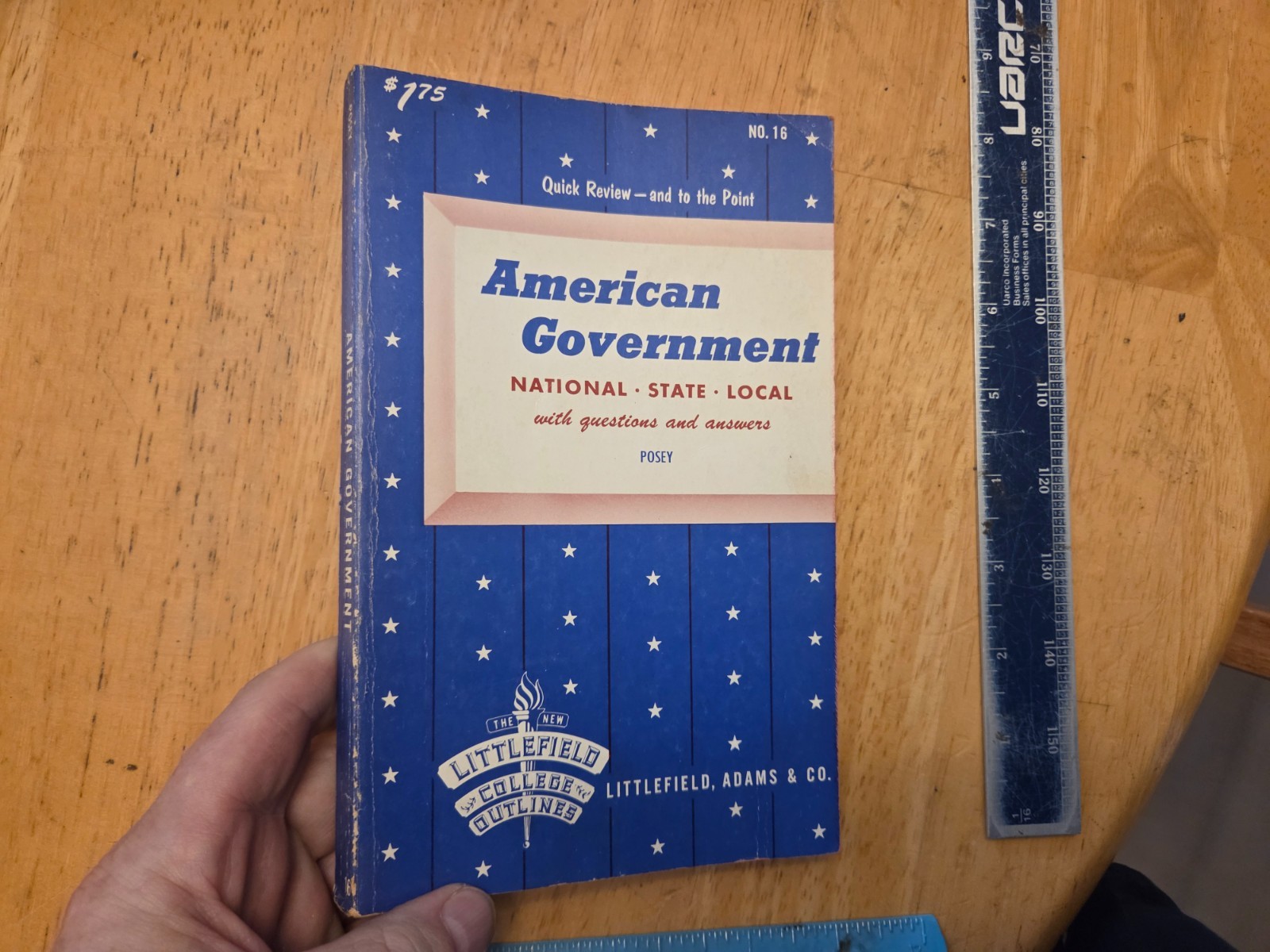 American Government – National – State – Local by Rollin Posey – 1960 Trade Pape