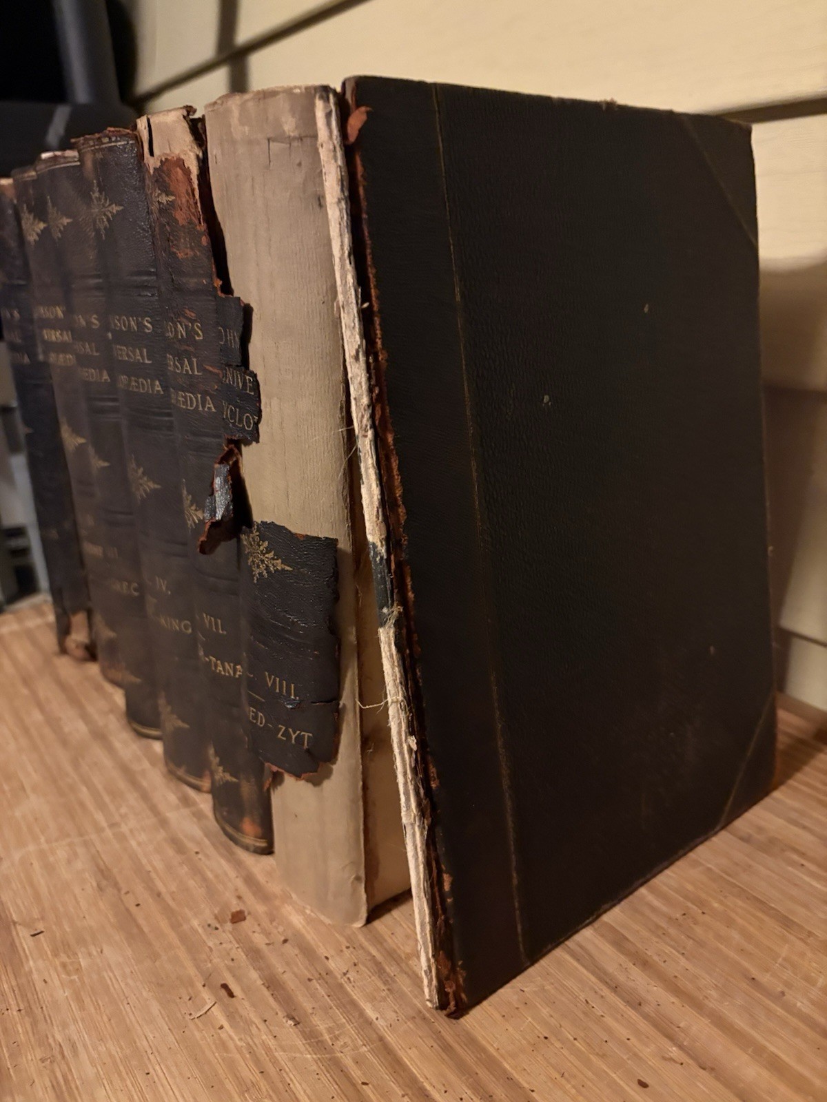 1880s Johnson’s Universal Cyclopaedia Antique Leather Bound Books Partial Set